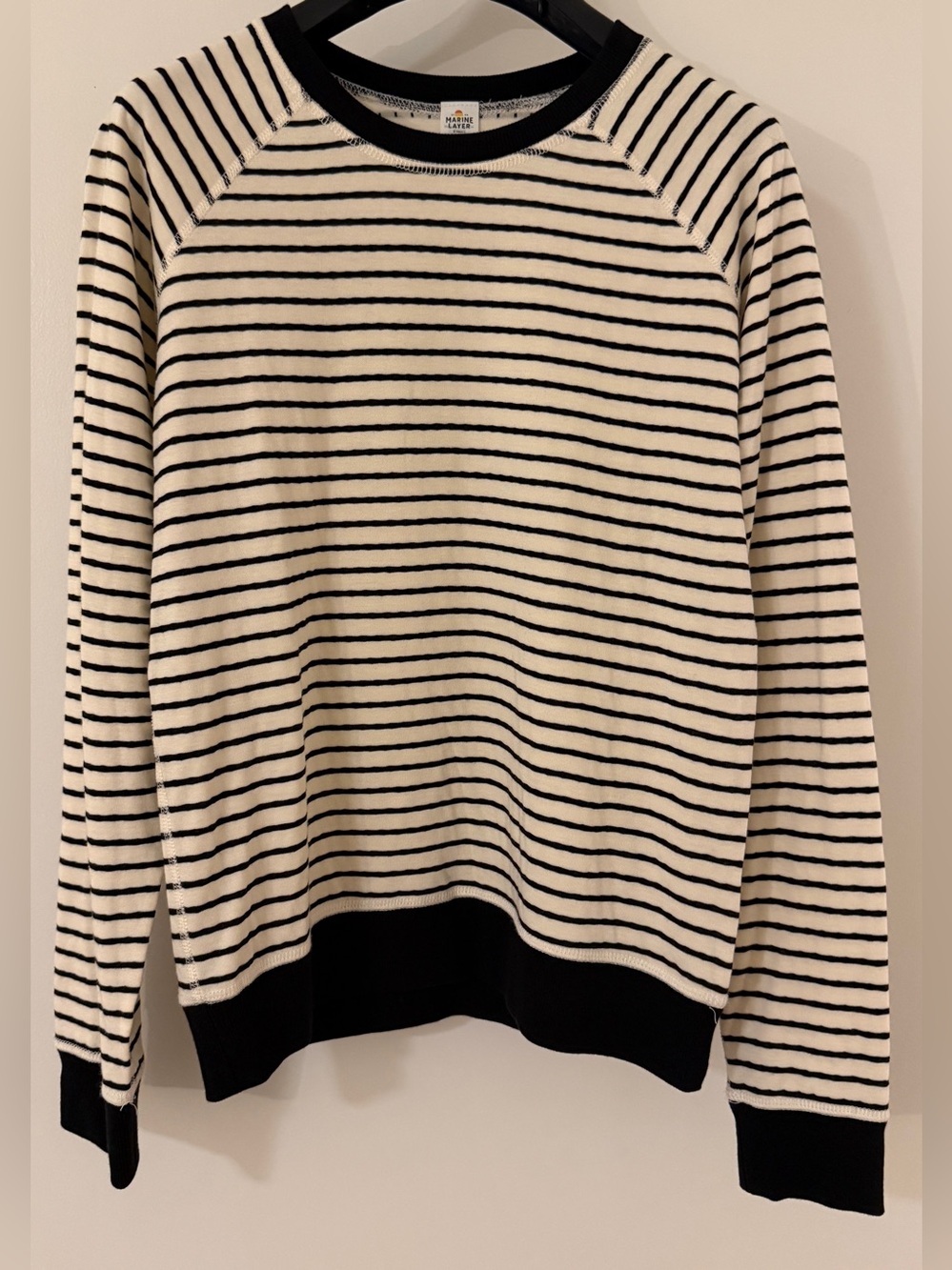 Marine layer off-white/black striped reversible raglan XS